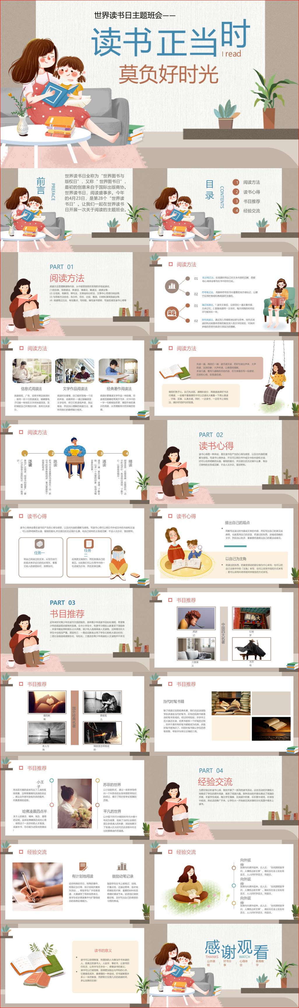 中小学世界读书日主题班会ppt课件