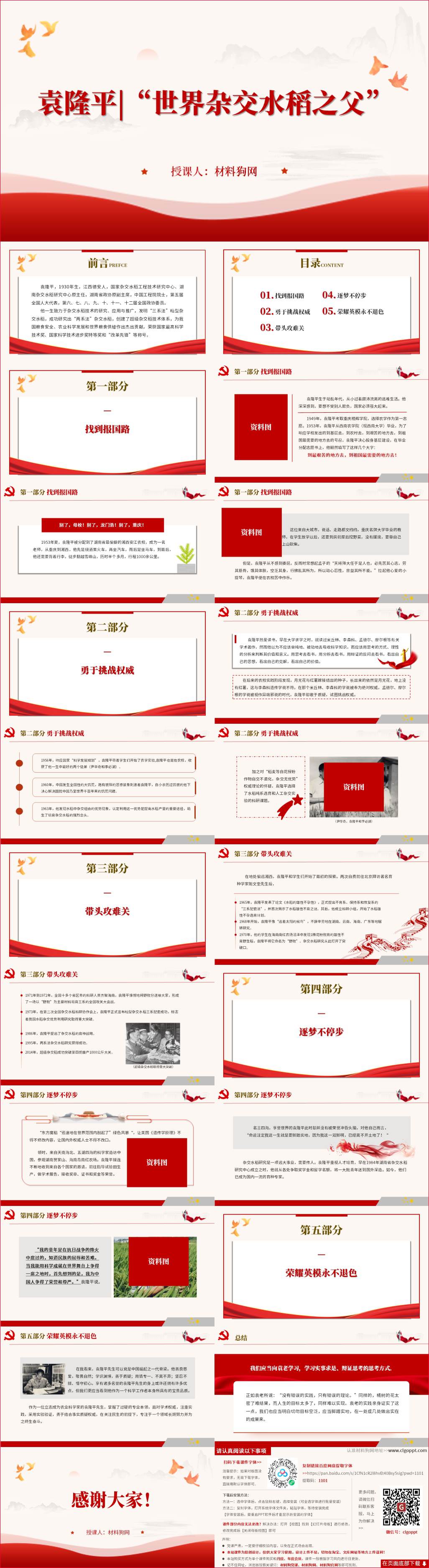 学习杂交水稻之父袁隆平事迹精神ppt课件