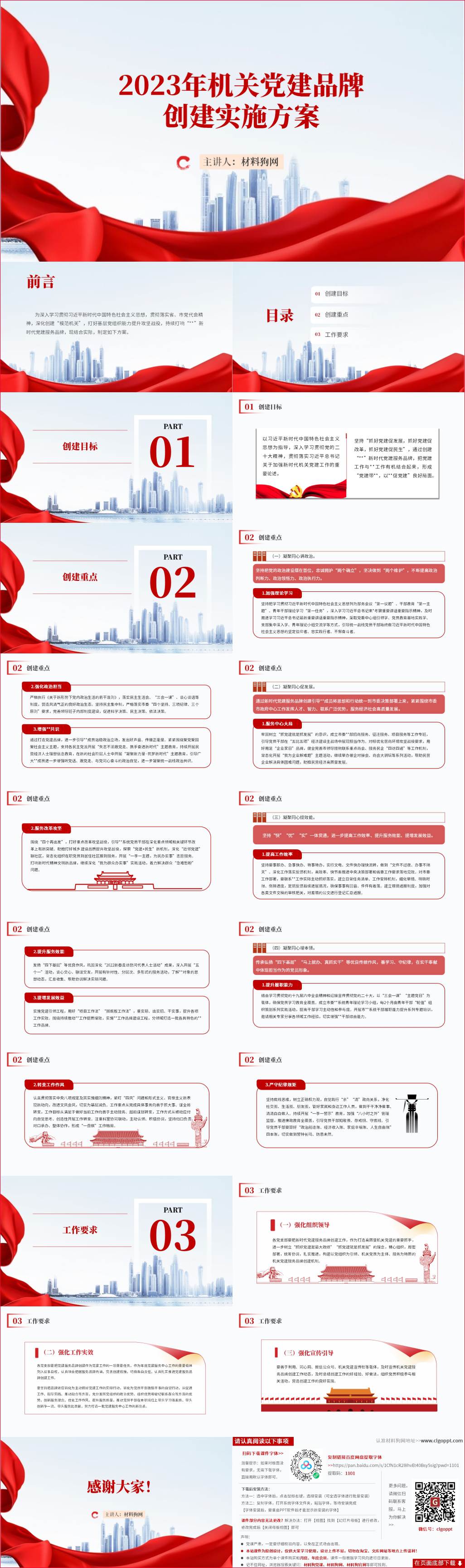 2024机关党建品牌创建实施方案ppt课