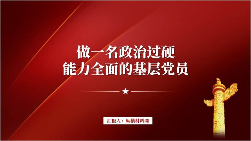 做一名政治过硬能力全面的基层党员支部书记讲党课ppt课件（附稿）_篇篇网