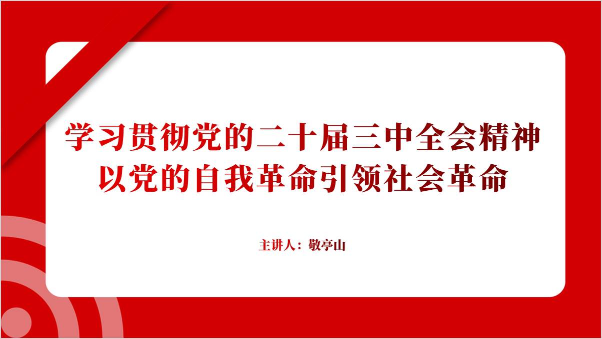 以党的自我革命引领社会革命全会精神党课ppt课件_篇篇网