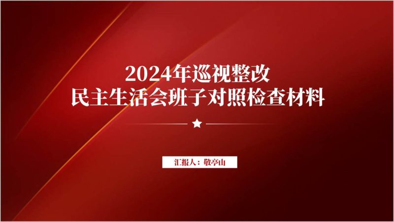 2024年巡视整改民主生活会班子对照检查材料ppt模板(附稿)_篇篇网