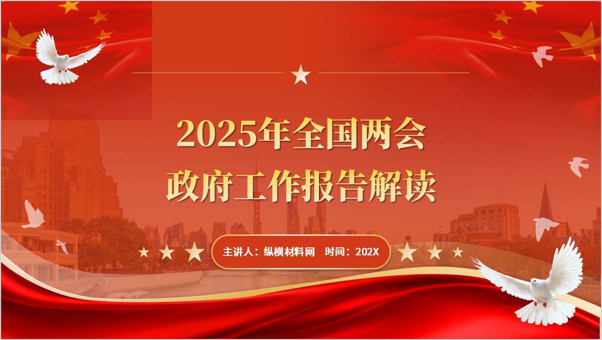 青年学习2025年政府工作报告两会精神主题党课PPT模板_篇篇网