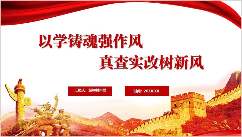 锚定“学查改”以学铸魂强作风中央八项规定精神学习教育党课ppt模板（附稿）_篇篇网
