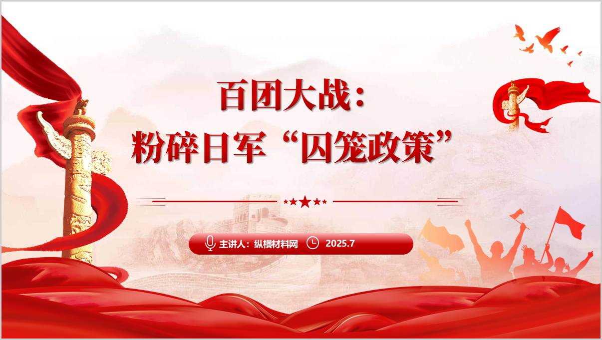 2025抗战胜利80周年百团大战抗日战役学习主题党课ppt课件_篇篇网