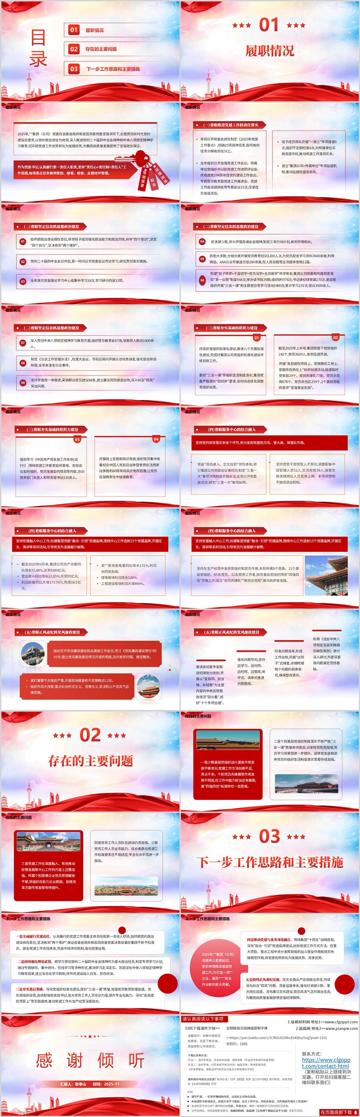 2025年度党委书记抓基层党建工作述职报告PPT模板