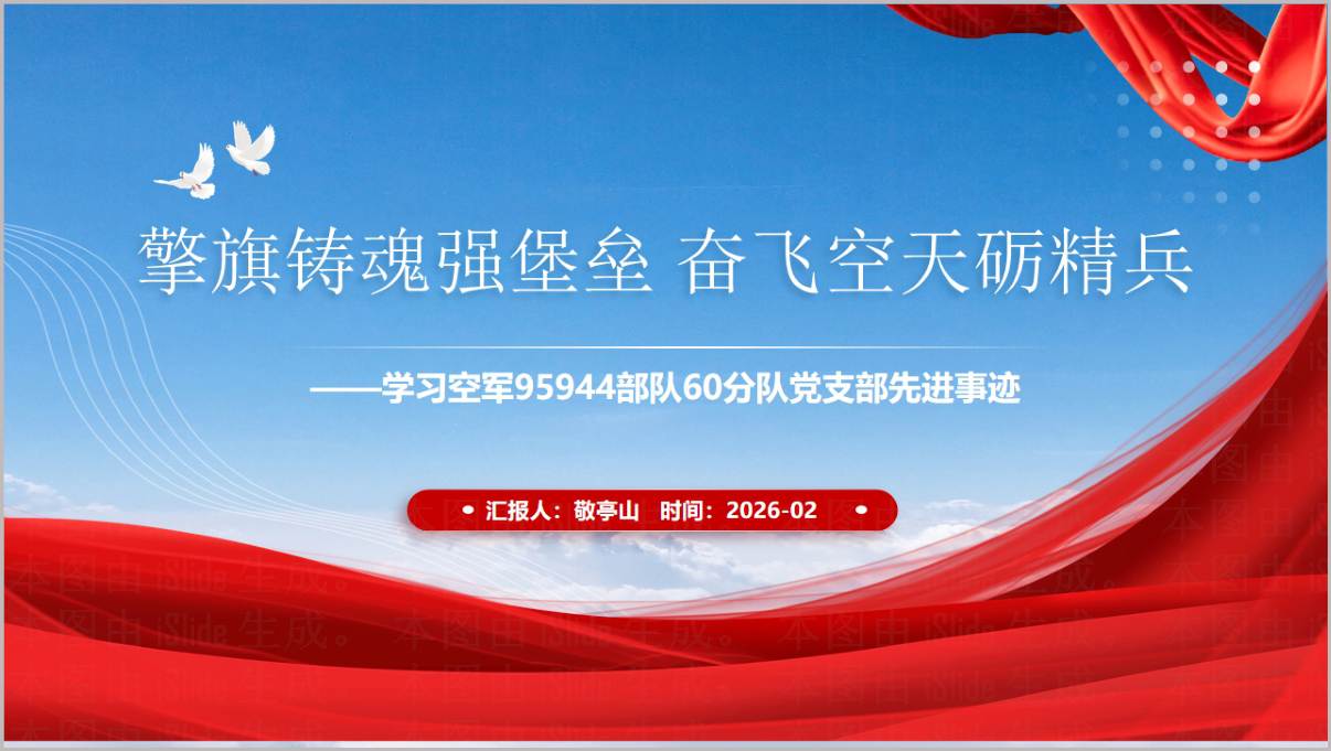 学习空军95944部队60分队党支部先进事迹榜样10党课PPT模板