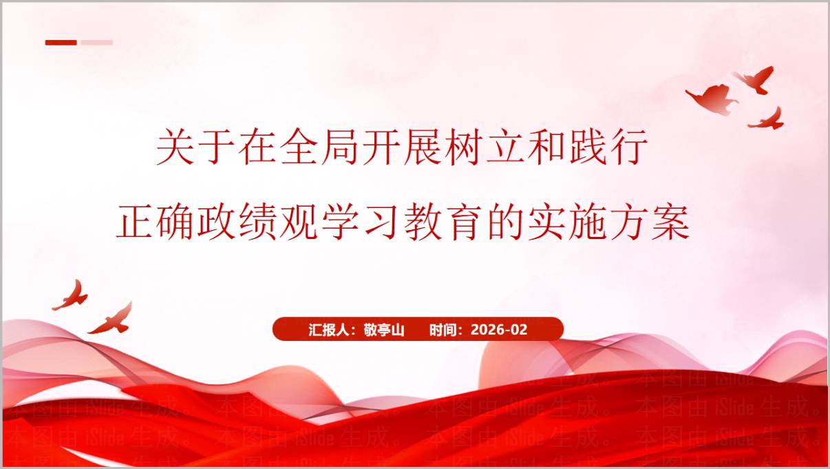 树立和践行正确政绩观学习教育实施方案PPT课件