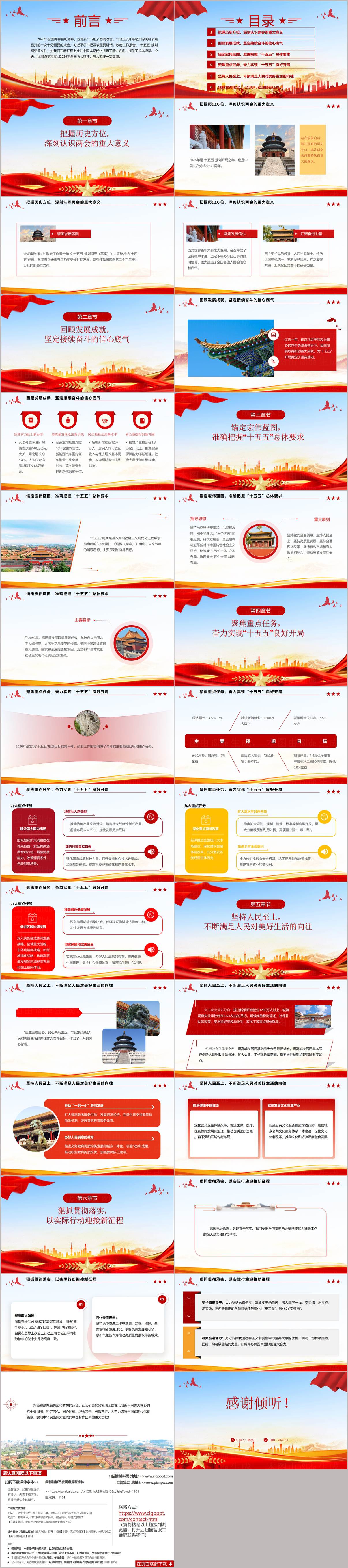 2026全国两会政府工作报告解读PPT模板十五五开局之年奋进新征程