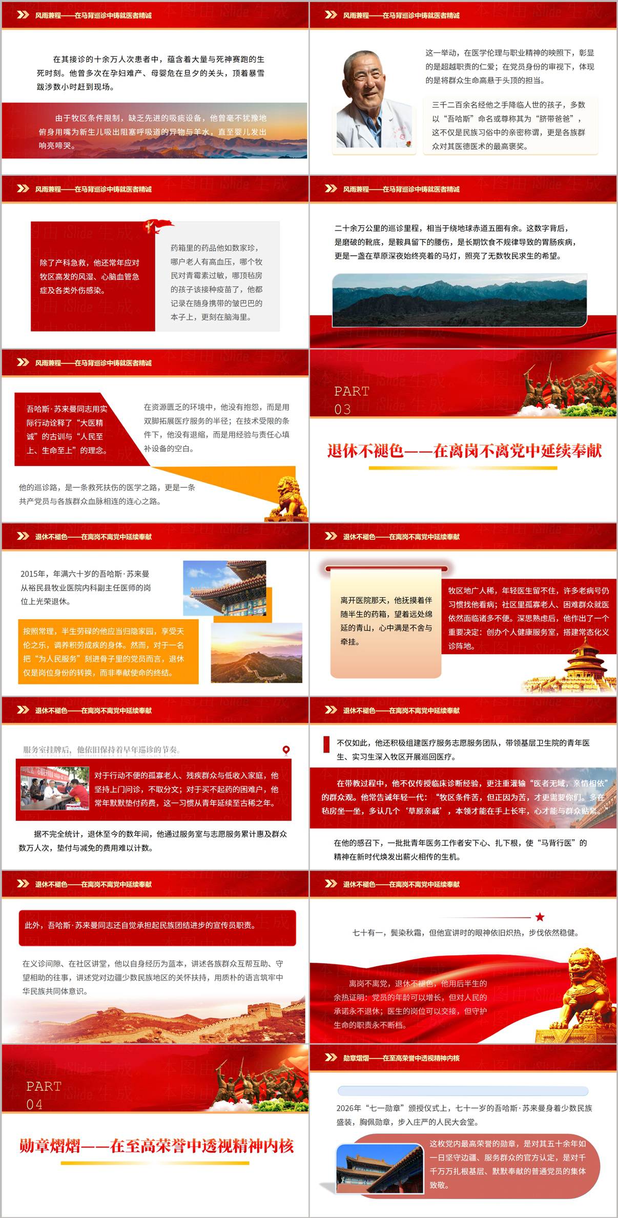 七一勋章获得者吾哈斯·苏来曼退休奉献与精神内核PPT课件内容页面