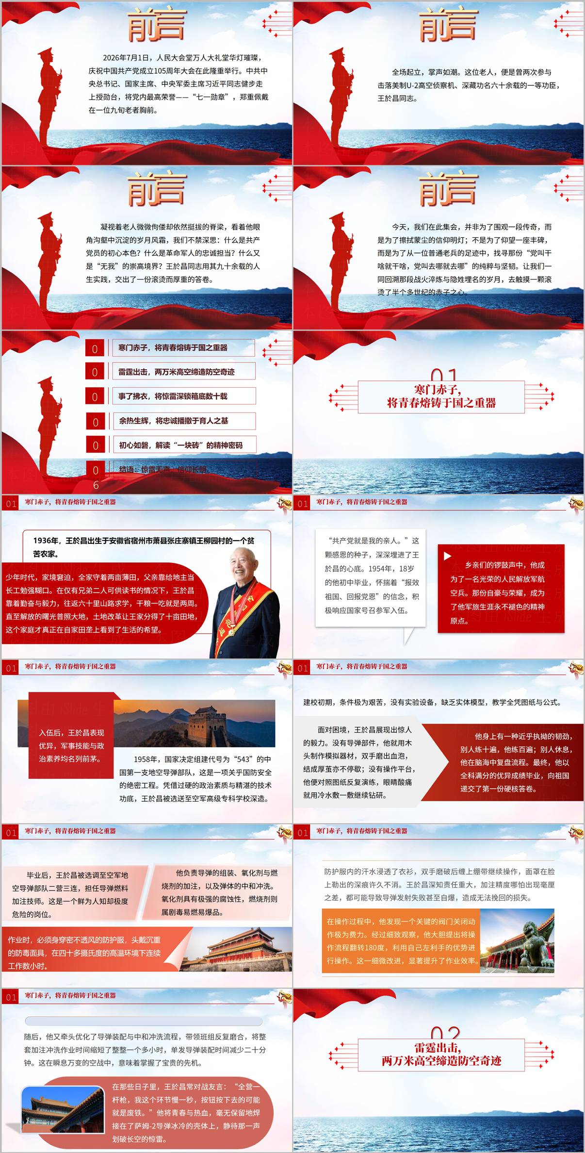 七一勋章王於昌烽火岁月与英雄营事迹思政PPT内页预览