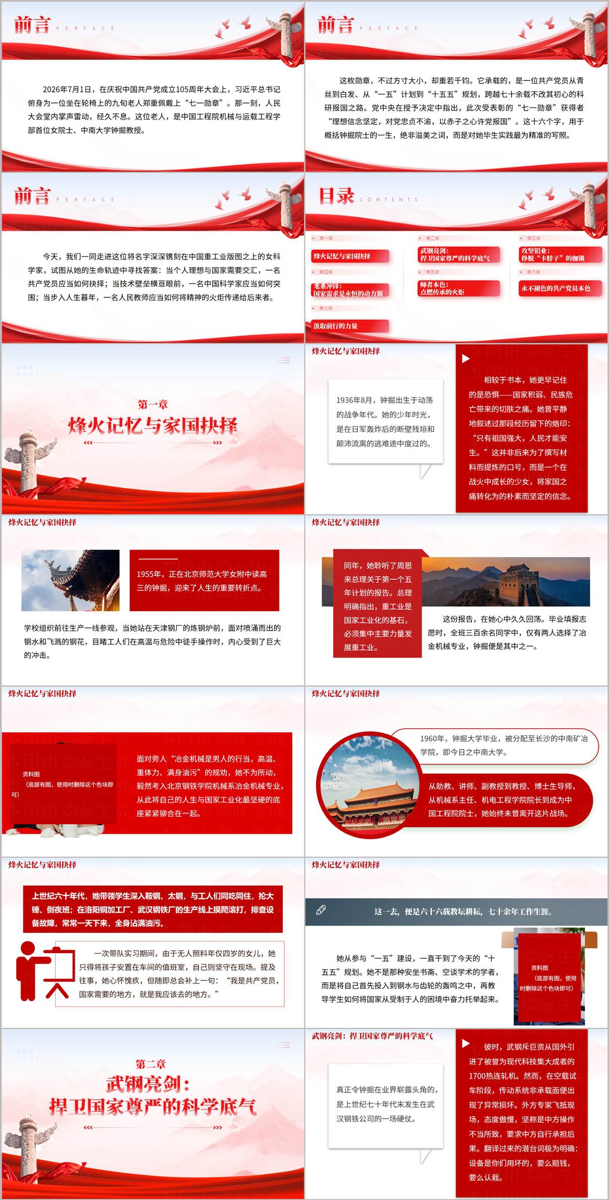 钟掘党课PPT前言与第一章烽火记忆家国抉择页面
