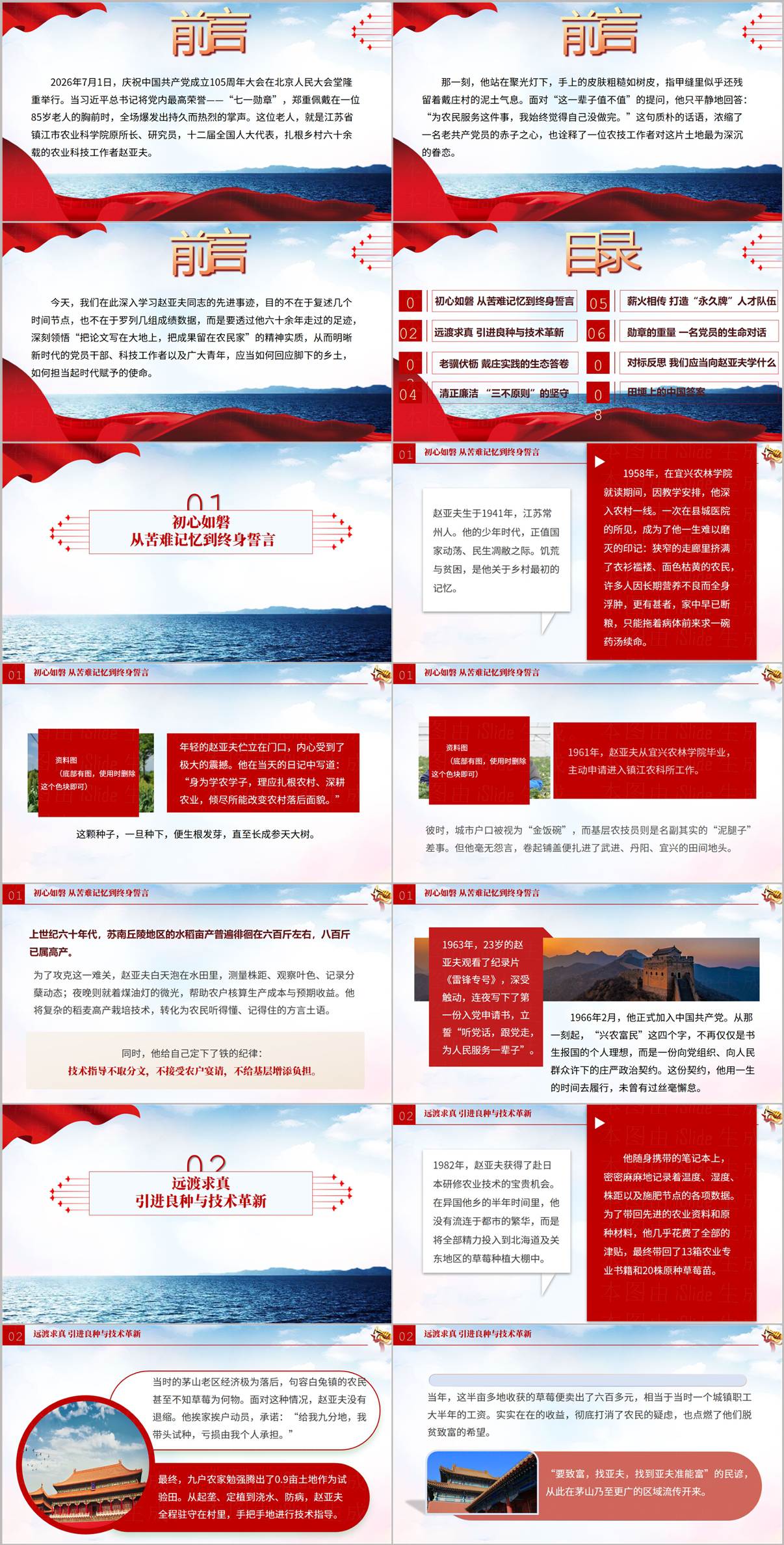 赵亚夫党课PPT内容页预览:少年立志学农与1963年入党初心章节幻灯片