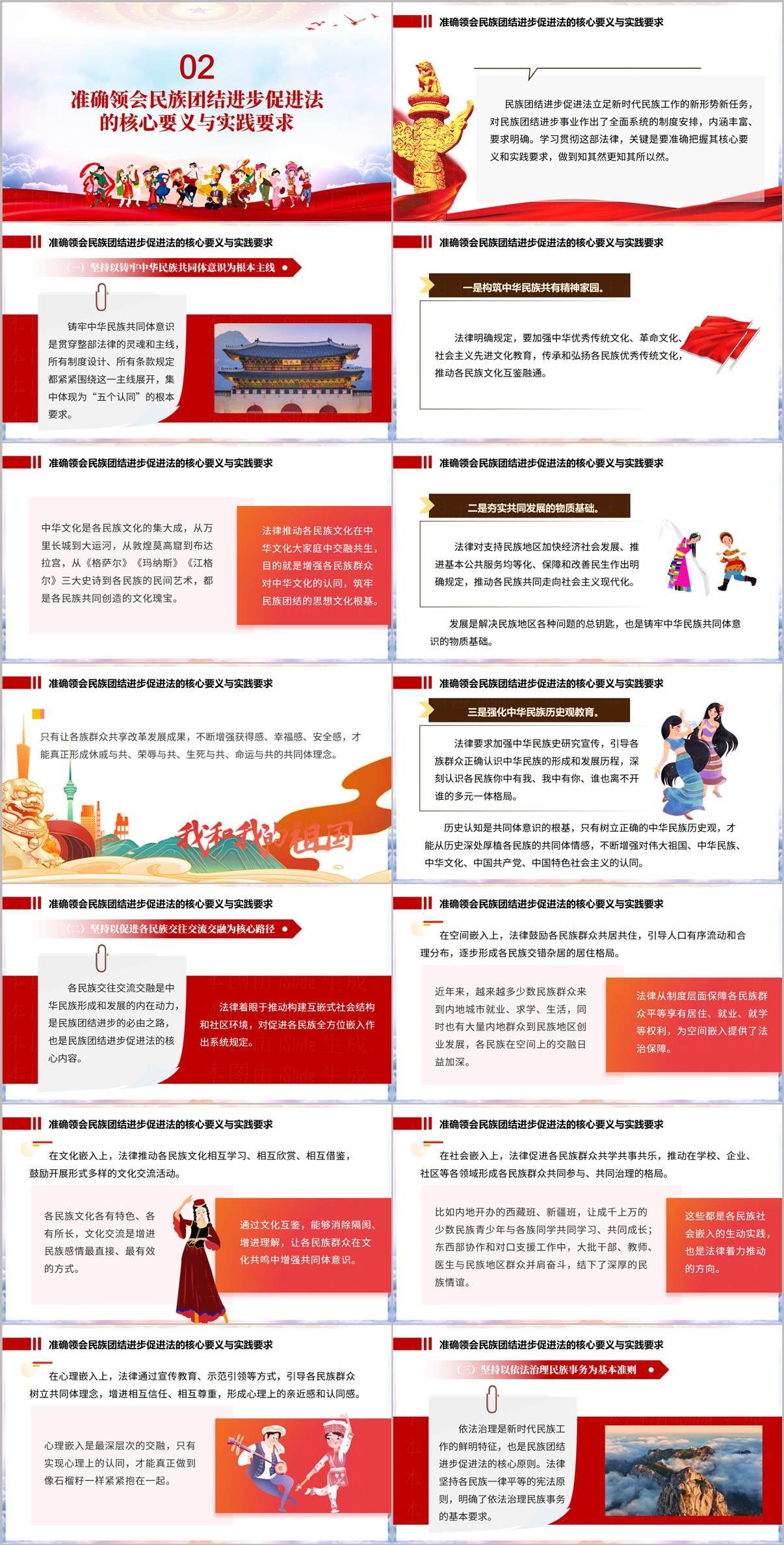 铸牢中华民族共同体意识专题党课PPT:民族团结进步促进法宣讲提纲与讲稿配套课件