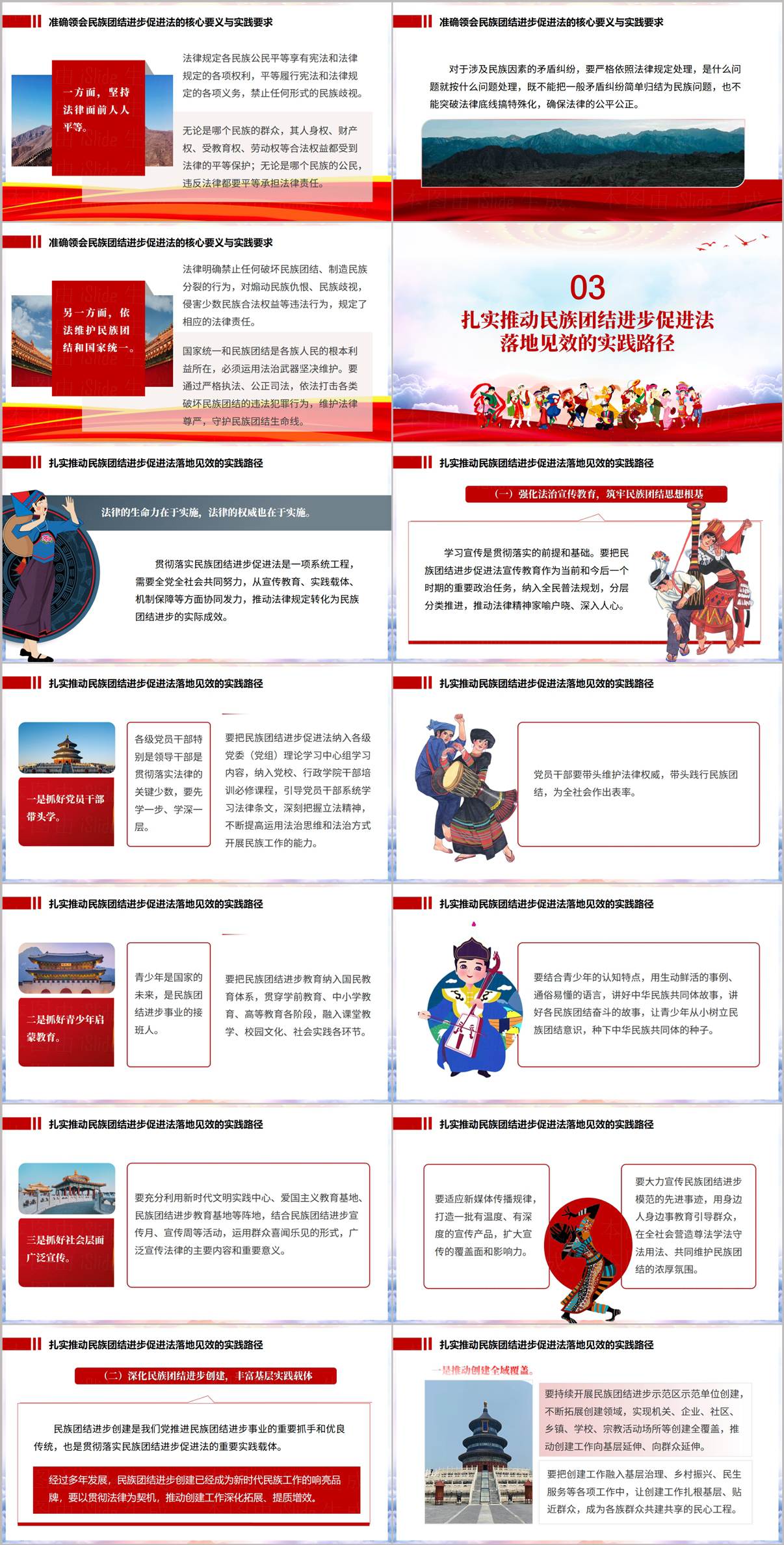 铸牢中华民族共同体意识专题党课PPT:民族团结进步促进法宣讲提纲与讲稿配套课件